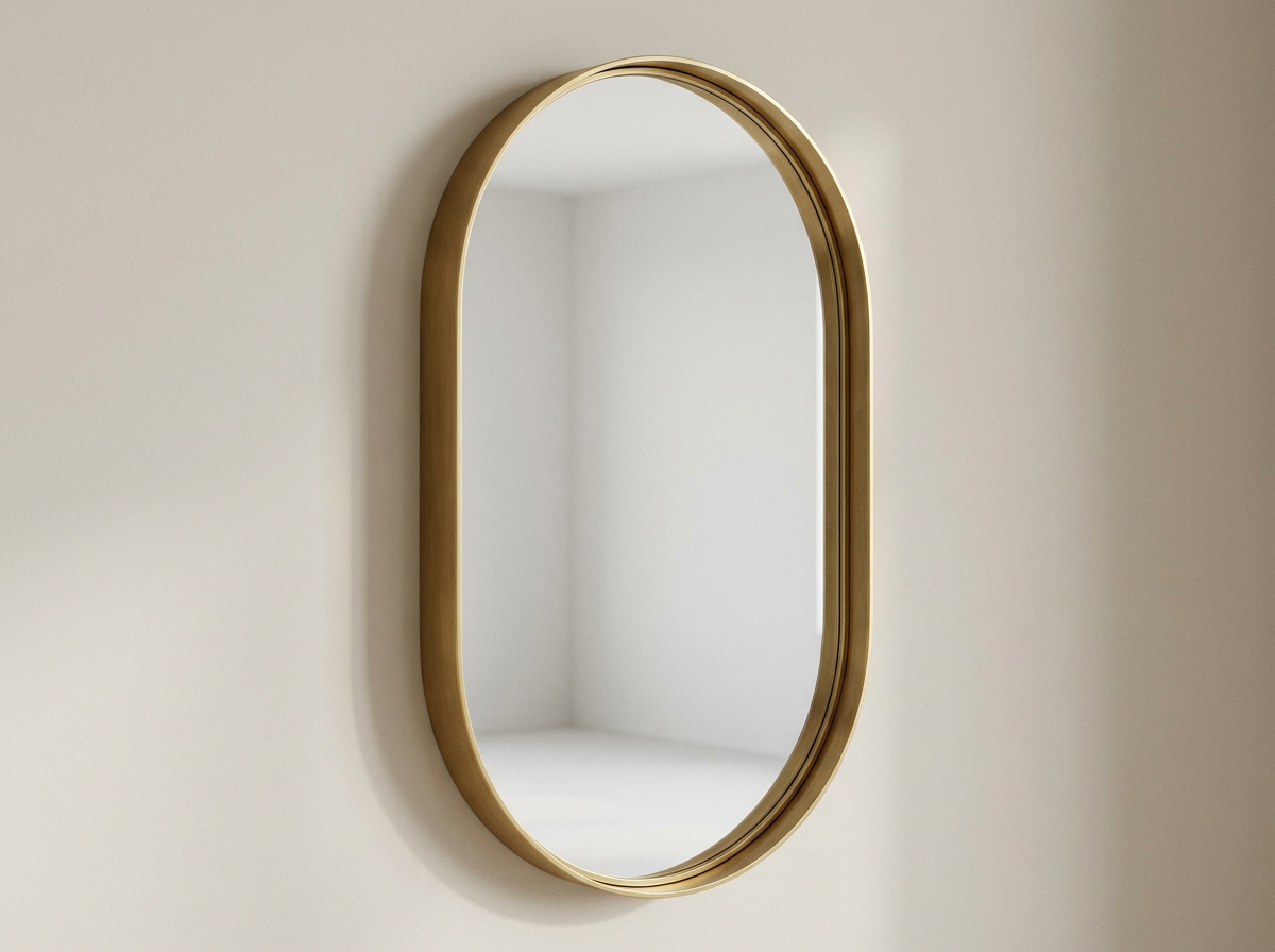 Modern Oval Brass Mirror